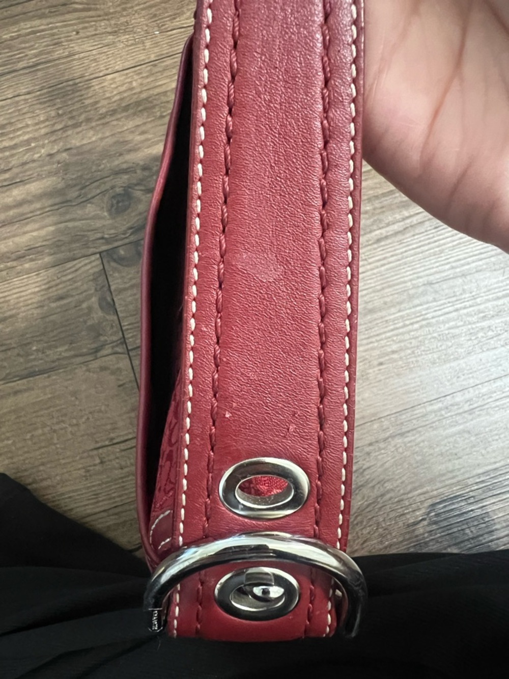 Coach SoHo Red Signature Canvas & Leather Shoulder Bag with Buckle Accent - Picture 10 of 16